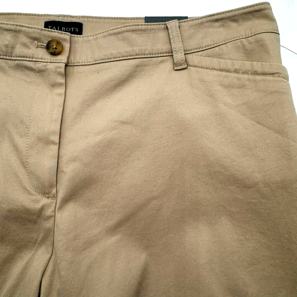 TALBOTS NWT Women's 16 petite Tan Stretch Cotton Chino Straight Leg Ankle Pants‎